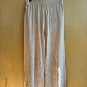 Elegant Cream Women's Wide Leg Lounge Pants